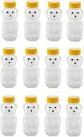24 Pack of 12 Ounce Clear Honey Bears with Sealable Yellow Flip Top Lids (12 oz. Clear Bear 24pk Yellow)