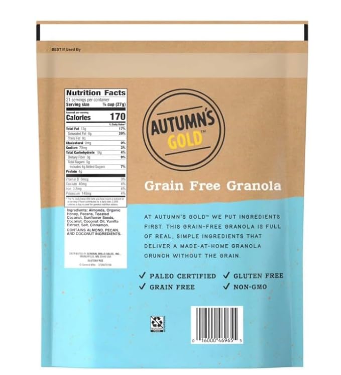 (3 Pack) ~ Autumns Gold Grain Free Toasted Coconut Almond Granola 20 Oz Gluten-Free Grain-Free Non-GMO and Paleo Certified.