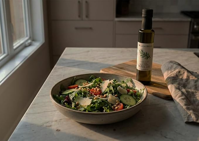 Blazing Bella Rosemary Infused Extra Virgin Olive Oil from California Smooth and Balanced Premium EVOO for Cooking Roasting Potatoes Chicken and Vegetables 250ml