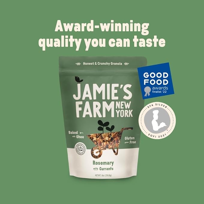Jamie's Farm Rosemary with Currants Granola Gluten-Free Organic Oats Baked with Ghee (3-pack)