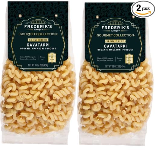 Organic Macaroni Product slow adried Cavatappi Pasta (2 Bags 16 oz. each)