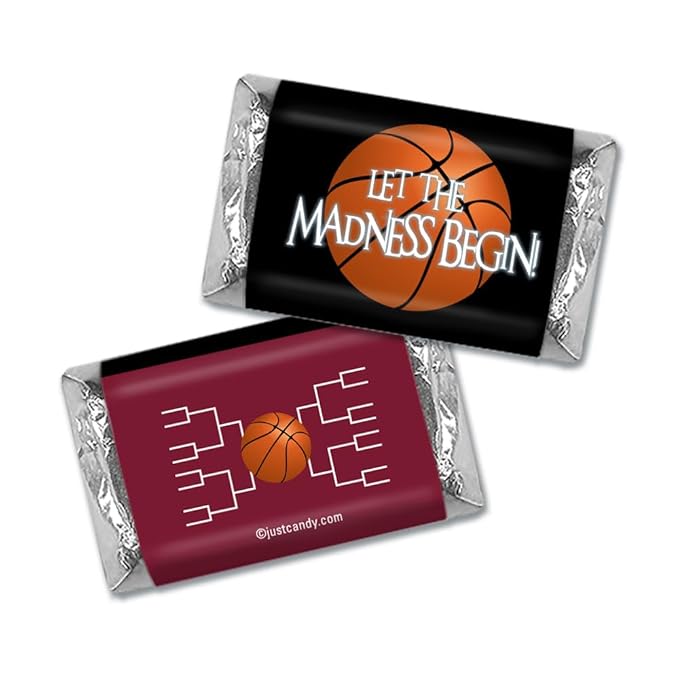 100ct Basketball Party Favors Wrappers for Miniatures Let the Madness Begin (100 Count) - Maroon - Candy not Included