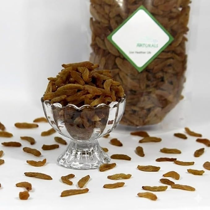 Organic Afghani Green Raisins Seedless | Afghan Golden Kishmish | Long Dry GrapesRich in Iron &amp Vitamin B Fibre &amp Potassium | Golden Kishmish | Dry Fruits - 250g