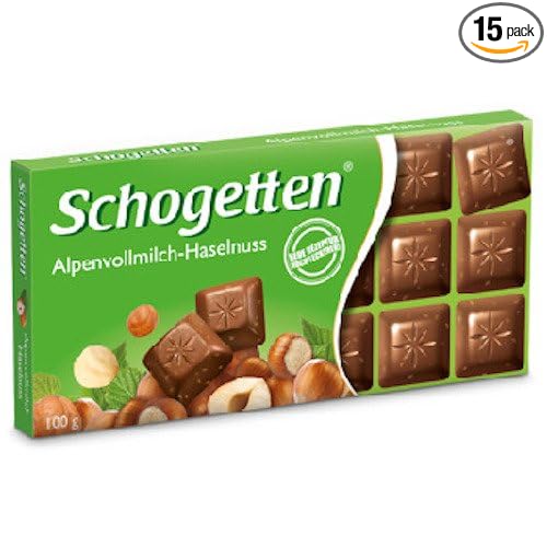 Schogetten Alpine Milk Hazelnut Chocolate Bar 100g (15-pack)