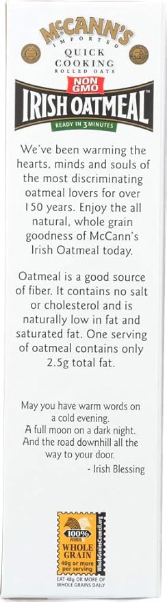 McCann's Imported Quick Cooking Rolled Oats Irish Oatmeal 16 oz (Pack of 6)