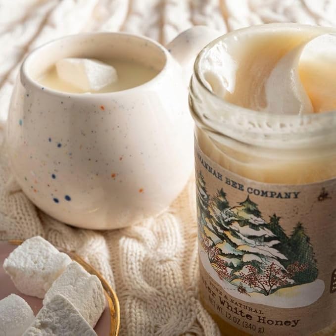 Savannah Bee Winter White Honey in 12 oz Tower Jar