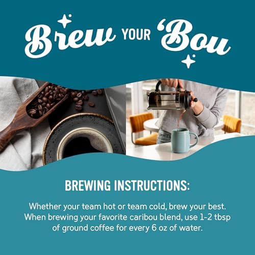 Caribou Coffee Medium Roast Naturally Decaffeinated Ground Coffee 100% Arabica Coffee - Caribou Blend 72 Ounces (6 Bags of 12 Ounces)