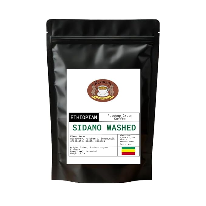 Ethiopian Sidamo Washed Green Coffee Beans – Unroasted Specialty Grade | Single Origin Heirloom Arabica | Bright Clean Citrus &amp Floral Cup | High-Altitude Grown – 2lb / 32 Ounces