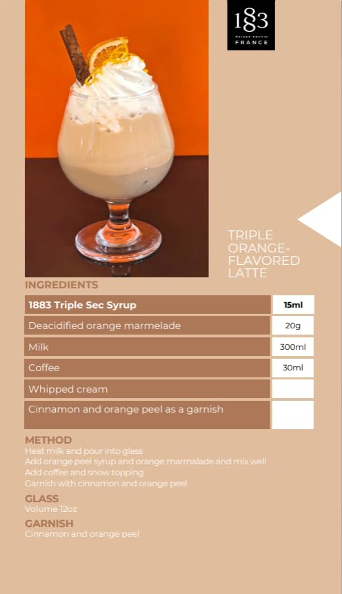 1883 Triple Sec Syrup for Drinks Made in France 1 Liter Glass Bottle
