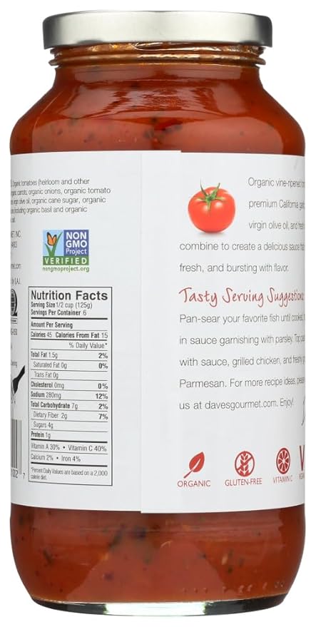 Dave`s Gourmet Pasta Sauce Red Heirloom (6x25.5 OZ)