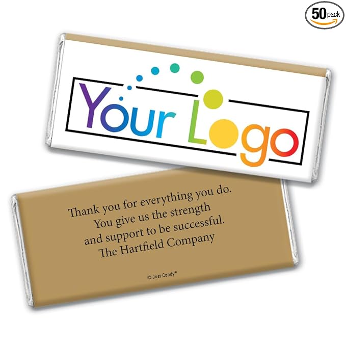 50 Pcs Personalized Candy Promotional Products Add Your Logo Chocolate Bars - Gold
