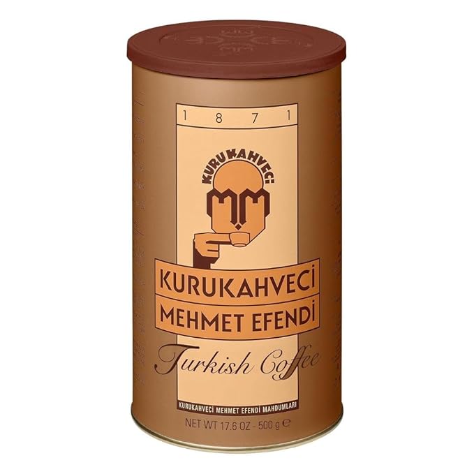 KURUKAHVECI MEHMET EFENDI Turkish Coffee Arabica Beans Roasted GroundRich Aroma Fresh Medium to Heavy-bodied Original Taste Since 1871 (17.6 OZ / 500 Gr) Pack of 2