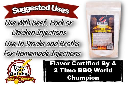 Butcher BBQ Phosphate TR-Tenderize for Hot and Fast Cooking | World Championship Winning Formula | Gluten Free | MSG free | Brisket Injection | Meat Tenderizer Powder So You Know How To BBQ Right