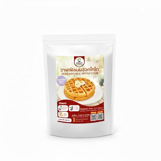 เชฟจ๋า Hokkaido Milk Waffle Mix Premium Japanese Style Instant Batter for Crispy and Fluffy Waffles Easy to Prepare Breakfast Flour (500g)