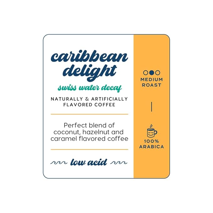 Manatee Coffee Gourmet Single Serve Coffee Pods for Keurig K-Cup Brewers Caribbean Delight Flavored Swiss Water Decaf 72 Count