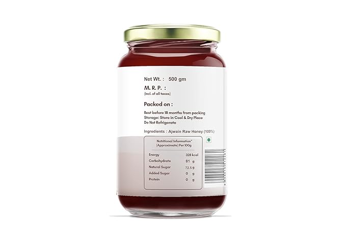 Riddhish Herbals Ajwain Raw Honey | 100% Natural Unprocessed Honey with Ajwain Nectar | Supports Digestion &amp Gut Health | No Added Sugar