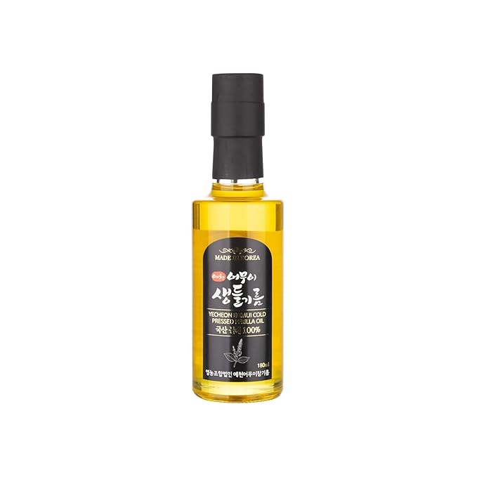 HELLO KFOOD YECHEON OMUI 100% Pure Raw Perilla Oil Cold Pressed Made in Korea (Yecheon) 한국산 예천 생들기름 - 6.08 fl oz (180ml)