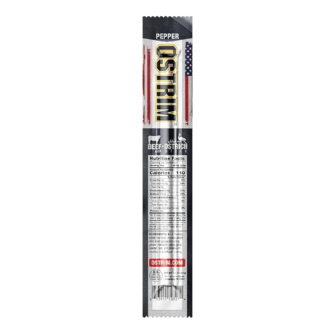Ostrim (1.5oz) Beef &amp Ostrich High Protein Snack Stick (Pepper Flavor) (1 Pack of 10)