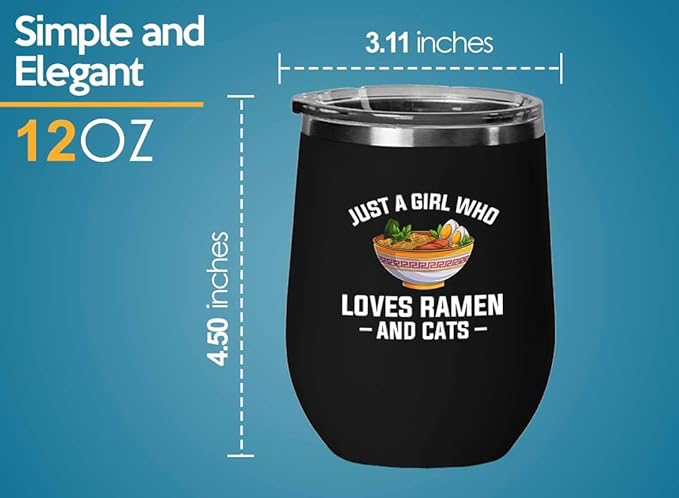 Ramen Lover Black Edition Wine Tumbler 12oz - Just a girl who loves - Food Lovers chicken pumpkin vegan pantry spicy noodles
