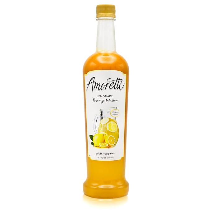 Amoretti - Lemonade Beverage Infusion Drink Mix &amp Water Enhancer with Pump for Flavoring Cocktails Waters Teas and other Beverages 94 Servings Per Bottle (750 ml) Preservative Free