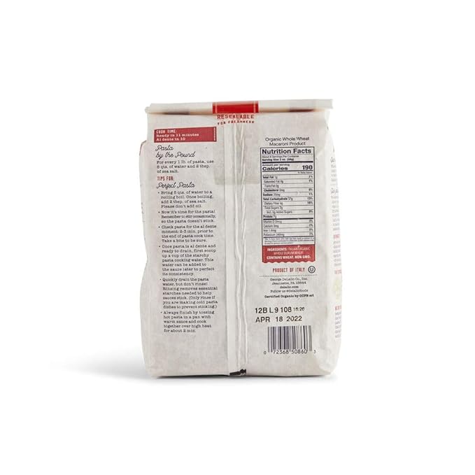 DeLallo Organic Whole Wheat Shells #91 16-Ounce Units (Pack of 16)