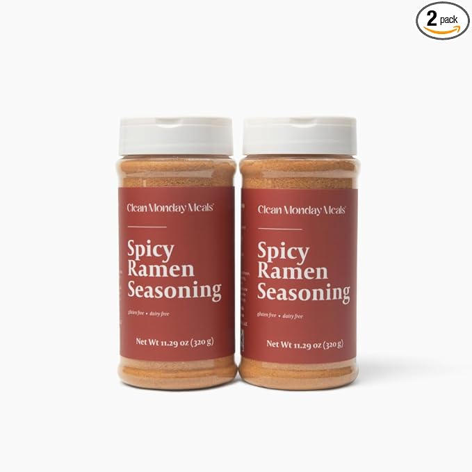 Clean Monday Meals Spicy Ramen Seasoning Mix | Gluten-Free Dairy-Free Vegan-Friendly Non-GMO | Bold Flavor for Noodles Soups Stir-Fries &amp Meal Prep | 2-Pack 11.07 oz Each