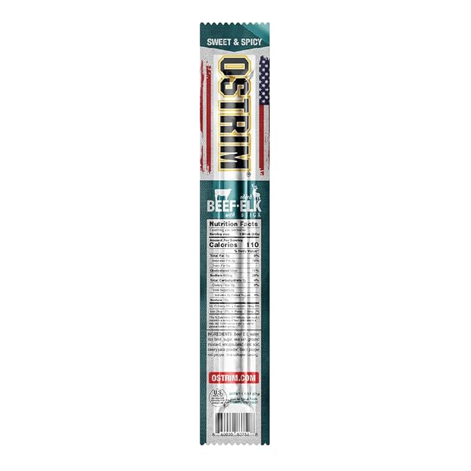 Ostrim Beef/Elk Snack Stick Sweet and Spicy 1.5 Ounce (Pack of 10)