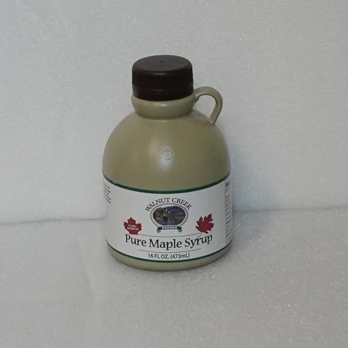 Grade A Dark Amber Walnut Creek Ohio Pure Maple Syrup 16 oz Jug