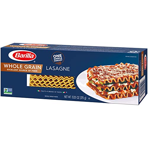 Barilla Whole Grain Wavy Lasagne Pasta 13.25 oz. Box (Pack of 12) - Non-GMO Made With 100% Whole Grain Durum Wheat - Great Source of Fiber