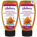 Wholesome Organic Raw Unfiltered Honey Pesticide Free Fair Trade Non GMO &amp Non Glyphosate 16 Ounce Squeeze Bottle (Pack of 2) (Packaging May Vary)