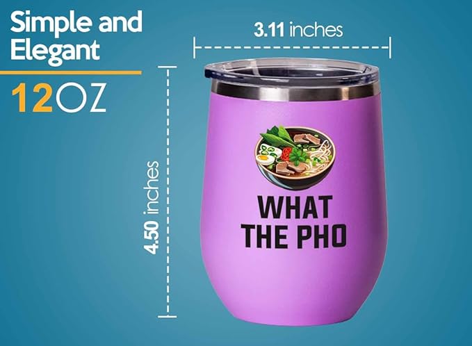 Ramen Lover Pink Edition Wine Tumbler 12oz - What the pho - Food Lovers chicken pumpkin vegan pantry spicy noodles