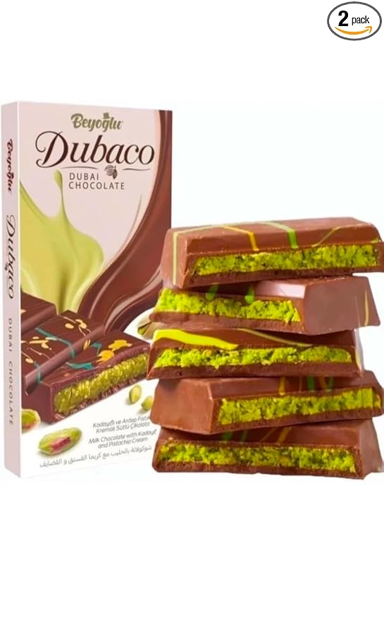 Beyoğlu Dubaco Dubai Chocolate Milk Chocolate with Kadayif and Pistachio Cream Filling 2- Bars