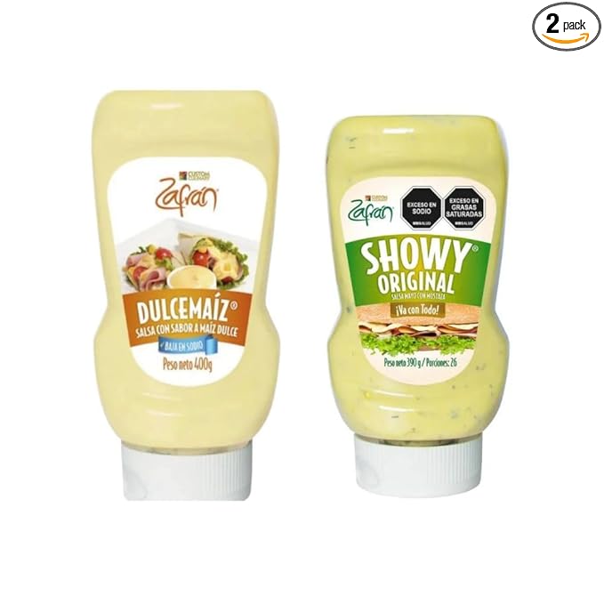 Zafran Salsa Dulce Maiz 400gr y Salsa Showy Original 390gr (2 Pack) salsa de maiz dulce zafran salsa showy colombiana salsa showy safran Salsa showy