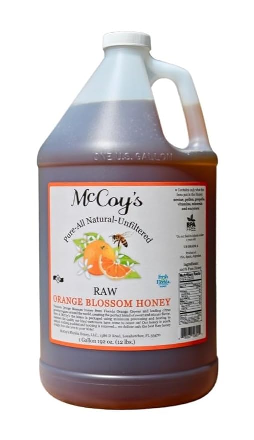 McCoy's Honey - 100% Pure Raw Honey - Orange Blossom Honey 1 Gallon (12 lbs)