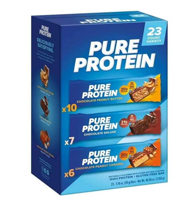 Pure Protein Bars Gluten Free Chocolate Variety Pack ~ 23 Count ~ 1 Pack.