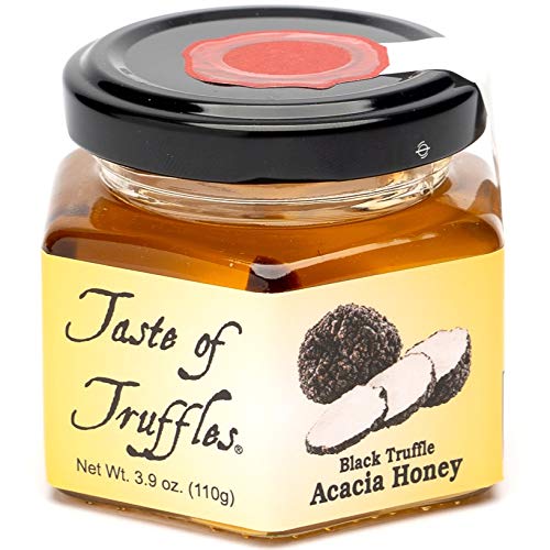 Black Truffle Honey - Burgundy Black Truffles (Tuber Uncinatum) Acacia Honey 3.7 Oz(110g) - Gourmet Food Condiments Infused Cooking Marinade- Garnish Seasoning Vegan Non-GMO All-Natural