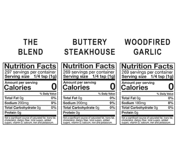 Seasoning Set by KINDERs Pantry Essentials 4 Pack 10.5 oz The Blend 9.5 oz Buttery Steakhouse 9.5 oz Woodfired Garlic 9.4 oz Cowboy Butter With Bonus Slap Ya Mama Original Blend Gift Packet Glut