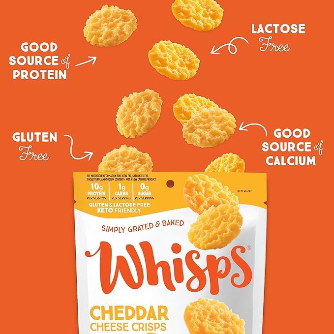 Whisps Cheese Crisps Variety Pack | Protein Chips | Healthy Snacks | Protein Snacks Gluten Free High Protein Low Carb Keto Food | Parmesan Cheddar Cheese Asiago Pepper Jack (2.12 Oz 6 Pack)