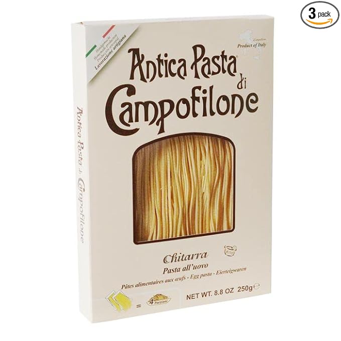 Campofilone Italian Chitarra Egg Pasta | Marcozzi di Campofilone Traditional Dried Egg Pasta Imported from Italy | 8.8oz (250g) | (Pack of 3)