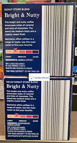 Barissimo Coffee Donut Store Blend &amp DECAF Donut Store Blend Medium Roast 12 Cups 4.45oz 126g (Two Boxes)