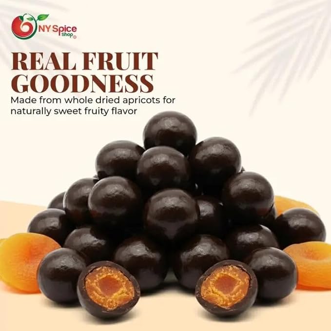 NY Spice Shop Dark Chocolate Apricots - 2 Pound Bulk Sweet &amp Crunchy Chocolate Snack - Chocolates Apricot Treats for Festive Parties Dessert Topping Celebration Tables &amp Gifts