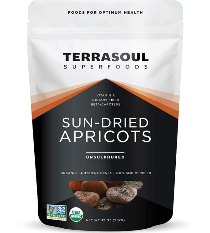 Terrasoul Superfoods Organic Apricots 2 Lbs Unsulphured No-Added Sugar Sweet and Tangy Delights for Snacking Baking and Vibrant Trail Mixes
