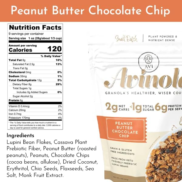 Superfood Granola- Grain-Free Keto No Sugar Added - No oats Superfood Snack made from lupini beans with Berry Flavors Gluten-Free (9 Ounce (Pack of 3) Chocolate Berry &amp Peanut Butter)