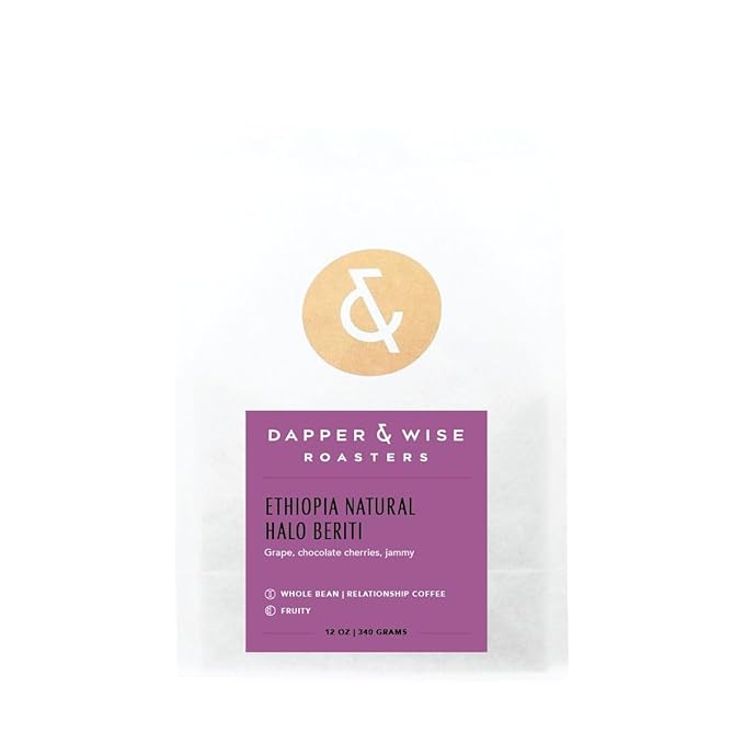 Ethiopia Natural Halo Beriti - Roasted by Dapper &amp Wise - Whole Bean Coffee - 2 Pound Bag