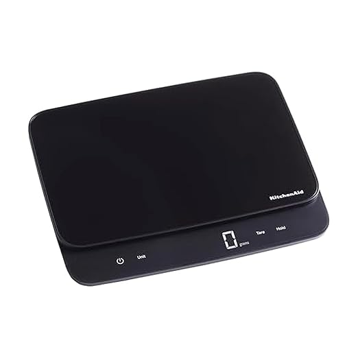 KitchenAid KQ917 High Capacity Glass Surface Digital Kitchen and Food Scale 30 Pound Capacity and Precision Grams Ounces Pounds Fluid Ounces &amp Milliliters LED Tare Function Black