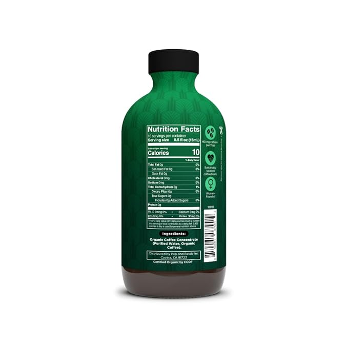 Pop &amp Bottle Ozpresso Coffee Concentrate - Instant Cold Brew Espresso-Style Concentrate for Hot or Iced Drinks 90 mg of Caffeine per Tablespoon Unsweetened Dark Roast Makes Up to 16 Cups - 8 f