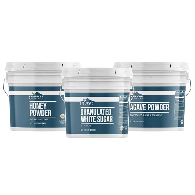 Earthborn Elements Honey Powder White Sugar and Agave Powder Bundle 1 Gallon Each Bulk Sizes Baking &amp Cooking