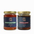 Omani Luban (Frankincense) Honey &amp Samar Honey Bundle (2 × 200g) – Unfiltered Unheated Pure &amp Raw Honey – Glass Jar Luxury Honey Set from Oman &amp Yemen
