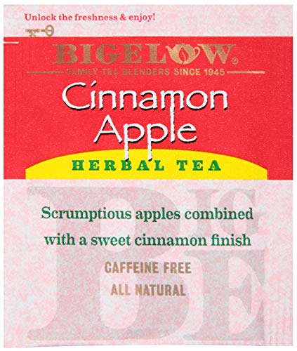 Bigelow Cinnamon Apple Herbal Tea Bags 28-Count Box (Pack of 3) Cinnamon Apple Hibiscus Flavored Herbal Tea Bags All Natural Non-GMO