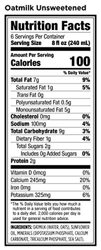 Califia Farms Unsweetened Oatmilk 48 Oz (Pack of 8) | Whole Rolled Oats | Dairy Free | Gluten-Free | Vegan | Plant Based | Non-GMO